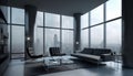 Modern luxury apartment with bright cityscape view and elegant decor generated by AI