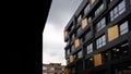 Modern, Luxury Apartment Building against blue sky. Footage. Modern office building Royalty Free Stock Photo