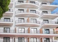 Modern, Luxury Apartment Building. Luxury Apartment Building with balconies. Modern multi-family apartment house Royalty Free Stock Photo