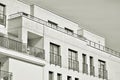 Facade of a modern apartment building. Black and white. Royalty Free Stock Photo