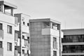 Facade of a modern apartment building. Black and white. Royalty Free Stock Photo