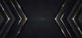 Modern luxury banner template design black triangles and golden glitter 3D gold stripes line light sparking on dark background