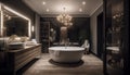 Modern luxury bathroom with elegant design, wide illuminated space, and beauty generated by AI