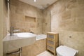 Modern luxury bathroom with natural stoned walls Royalty Free Stock Photo