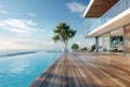 Modern luxury beach house with sea view swimming pool Royalty Free Stock Photo