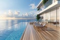 Modern luxury beach house with sea view swimming pool Royalty Free Stock Photo