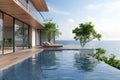 Modern luxury beach house with sea view swimming pool Royalty Free Stock Photo