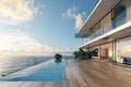 Modern luxury beach house with sea view swimming pool Royalty Free Stock Photo