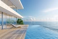 Modern luxury beach house with sea view swimming pool Royalty Free Stock Photo