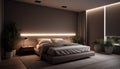 Modern luxury bedroom Comfortable, elegant design for ultimate relaxation indoors generated by AI Royalty Free Stock Photo