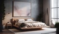 Modern luxury bedroom with cozy double bed and elegant decor generated by AI Royalty Free Stock Photo