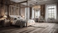 Modern luxury bedroom with elegant design, cozy bedding, and hardwood flooring generated by AI Royalty Free Stock Photo