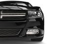 Modern Luxury Black City Sports Car - Front View Closeup Shot