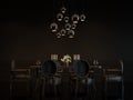 Modern luxury black dining room interior 3D rendering Image Royalty Free Stock Photo