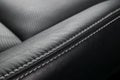 Modern luxury car black leather interior. Part of leather car seat details. Interior of prestige modern car. Comfortable leather s