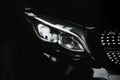 Modern luxury car close-up headlight.