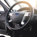 Modern luxury car Interior - steering wheel Royalty Free Stock Photo