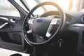 Modern luxury car Interior - steering wheel Royalty Free Stock Photo