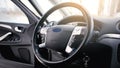 Modern luxury car Interior - steering wheel Royalty Free Stock Photo