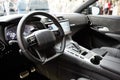 Modern luxury car Interior - steering wheel, shift lever and dashboard. Car interior luxury inside. Steering wheel Royalty Free Stock Photo