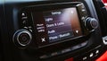 Modern luxury car interior. Touch Screen monitor with settings. Shallow dof