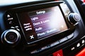 Modern luxury car interior. Touch Screen monitor with settings. Shallow dof Royalty Free Stock Photo