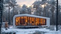 Modern luxury chic large villa house in a natural forest environment winter landscape