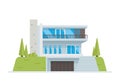 Modern Luxury Contemporary House Building Illustration