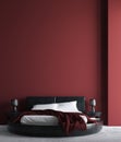 Modern luxury dark red bedroom interior, poster, wall mock up Royalty Free Stock Photo