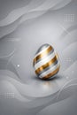 Modern Luxury Easter Egg With Gold And Silver Stripes On Clean Abstract Background Royalty Free Stock Photo