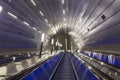 Modern luxury escalator - moving staircase at train station Royalty Free Stock Photo