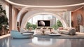 Modern luxury futuristic lounge living room Royalty Free Stock Photo