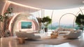 Modern luxury futuristic lounge living room