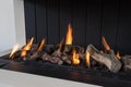 Modern and luxury fireplace, close up, modern design