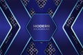 Modern Luxury Hexagonal Blue Background with Center Arrow Composition