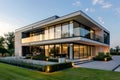 Modern luxury home at dusk Royalty Free Stock Photo