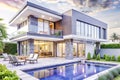 Modern luxury home with pool and patio (9 Royalty Free Stock Photo