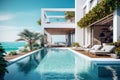 Modern and luxury Hotel lounge building architecture design concept, summer villa house residence and private with swimming pool Royalty Free Stock Photo