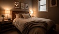 Modern luxury hotel suite comfortable bedding, elegant decor, relaxation guaranteed generated by AI Royalty Free Stock Photo