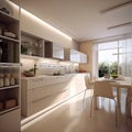 Modern luxury interior Design kitchen room,Kitchen in newly constructed luxury home,AI generated Royalty Free Stock Photo