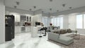 Modern and Luxury Interior House with Living, Kitchen and Dining Room, Using Marble Floor Royalty Free Stock Photo