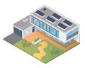 Modern Luxury Isometric Green Eco Friendly House With Solar Panel