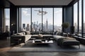 Modern Luxury Living Room with Elegant Couch and Breathtaking View