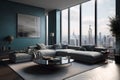 Modern Luxury Living Room with Elegant Couch and Breathtaking View