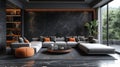 Modern_luxury_living_room_and_marble_and_black_2 Royalty Free Stock Photo