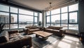 Modern luxury loft apartment with comfortable elegance and cityscape view generated by AI