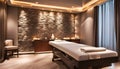 modern luxury massage room, interior design and decorative stone wall for home, hotel, office