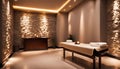 modern luxury massage room, interior design and decorative stone wall for home, hotel, office