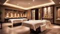 modern luxury massage room, interior design and decorative stone wall for home, hotel, office