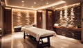 modern luxury massage room, interior design and decorative stone wall for home, hotel, office